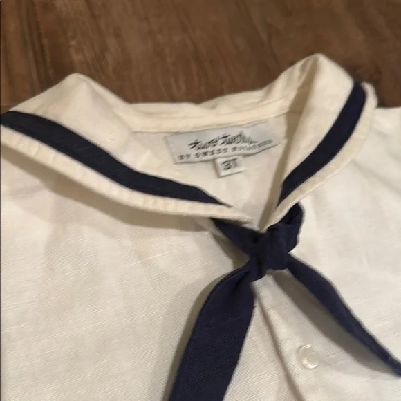 Sailor Style Baby Outfit in White and Navy - Picture 2 of 4